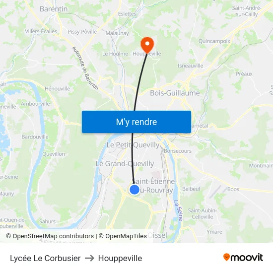 Lycée Le Corbusier to Houppeville map