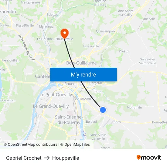 Gabriel Crochet to Houppeville map
