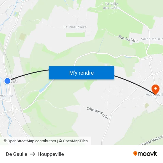 De Gaulle to Houppeville map
