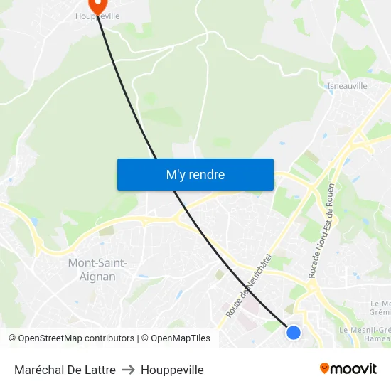 Maréchal De Lattre to Houppeville map