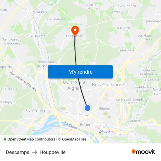Descamps to Houppeville map