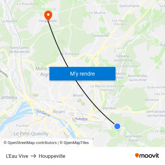 L'Eau Vive to Houppeville map