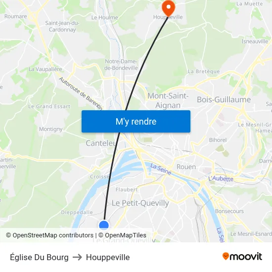 Église Du Bourg to Houppeville map