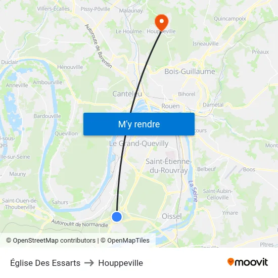 Église Des Essarts to Houppeville map
