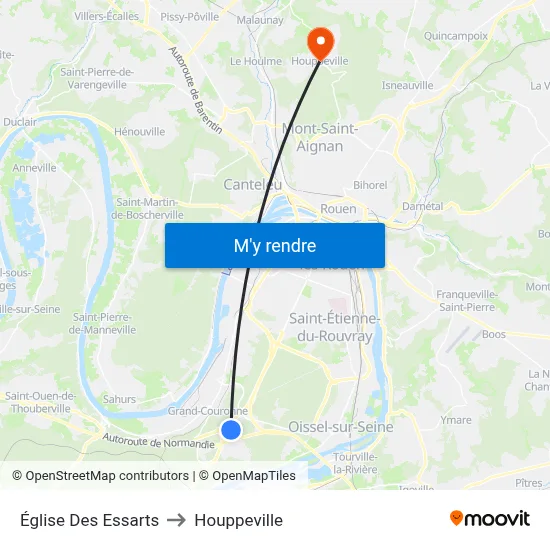 Église Des Essarts to Houppeville map