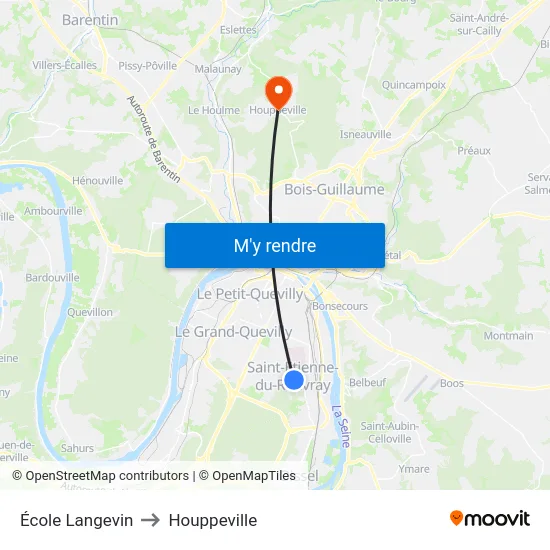 École Langevin to Houppeville map