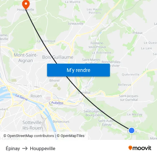 Épinay to Houppeville map