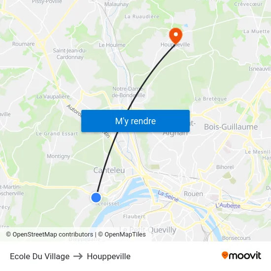Ecole Du Village to Houppeville map