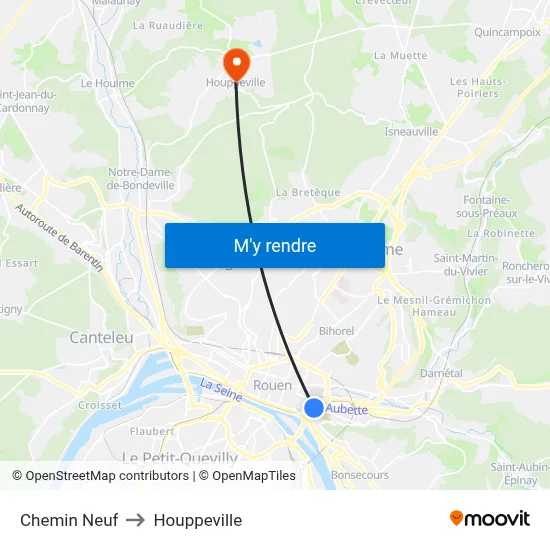 Chemin Neuf to Houppeville map