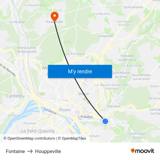 Fontaine to Houppeville map