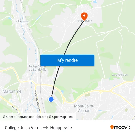 College Jules Verne to Houppeville map
