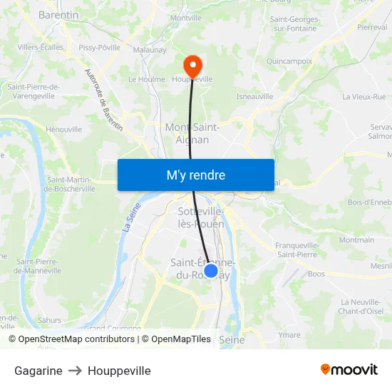 Gagarine to Houppeville map