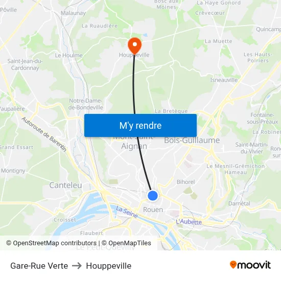 Gare-Rue Verte to Houppeville map