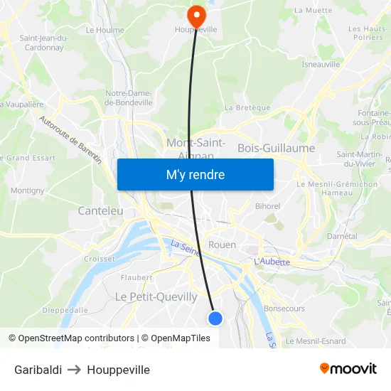 Garibaldi to Houppeville map