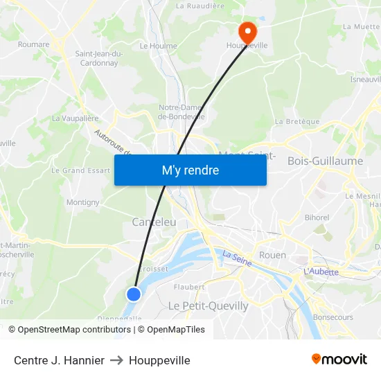 Centre J. Hannier to Houppeville map