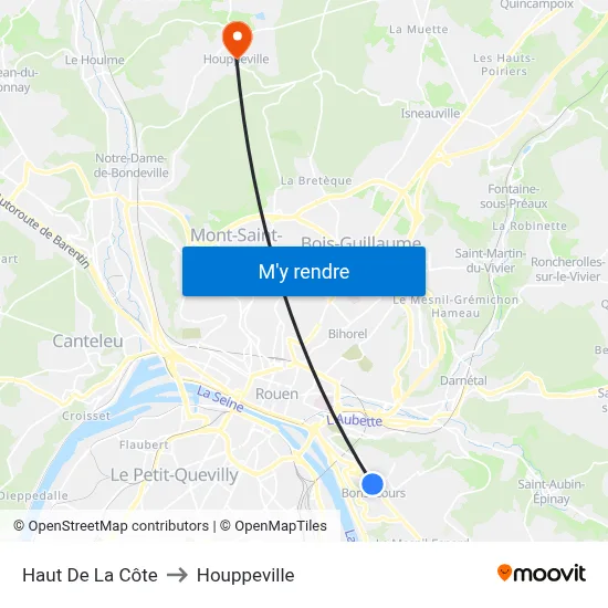 Haut De La Côte to Houppeville map