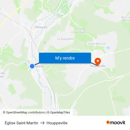 Église Saint-Martin to Houppeville map