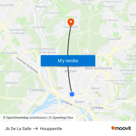 Jb De La Salle to Houppeville map