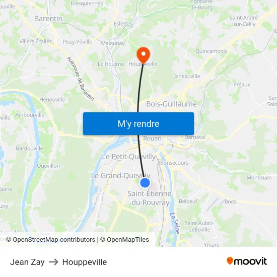 Jean Zay to Houppeville map