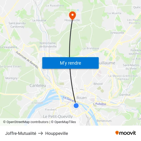 Joffre-Mutualité to Houppeville map