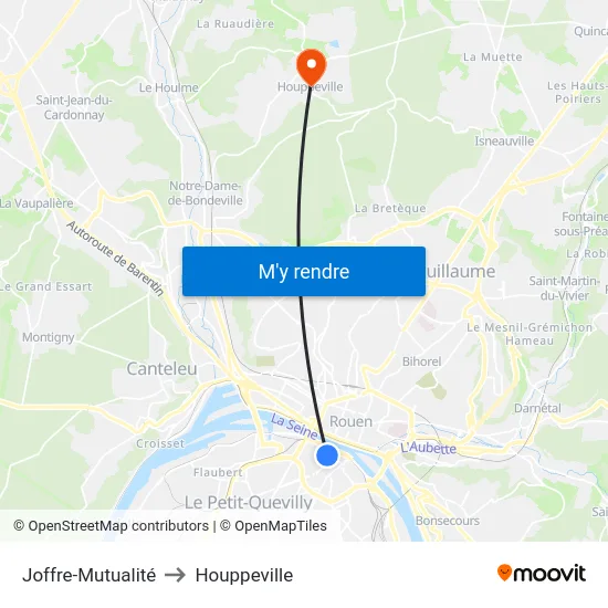 Joffre-Mutualité to Houppeville map