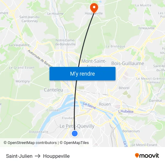 Saint-Julien to Houppeville map