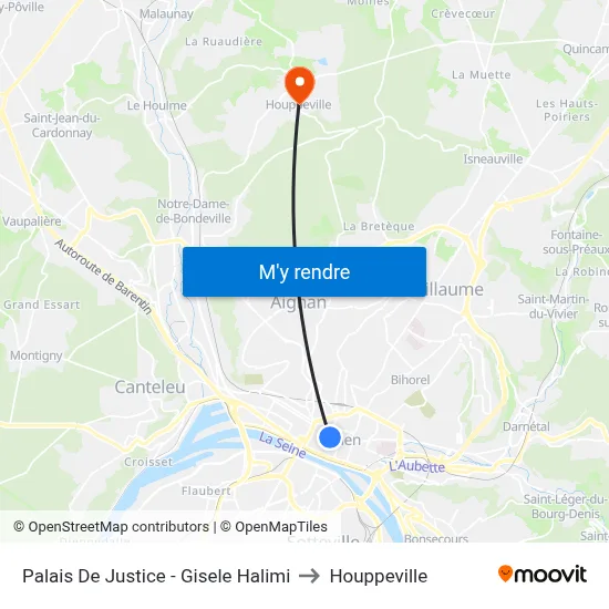 Palais De Justice - Gisele Halimi to Houppeville map
