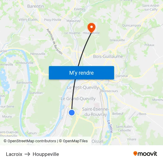 Lacroix to Houppeville map