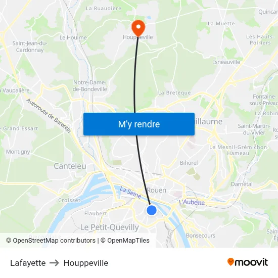 Lafayette to Houppeville map