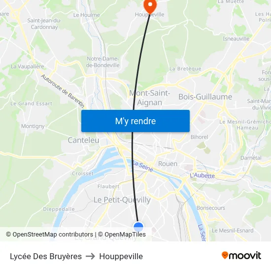 Lycée Des Bruyères to Houppeville map
