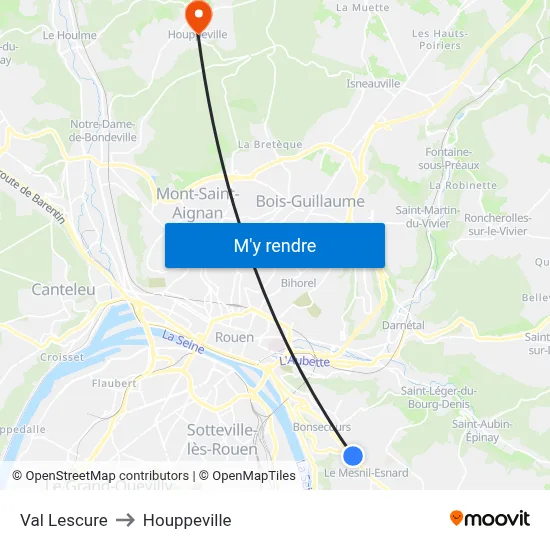 Val Lescure to Houppeville map