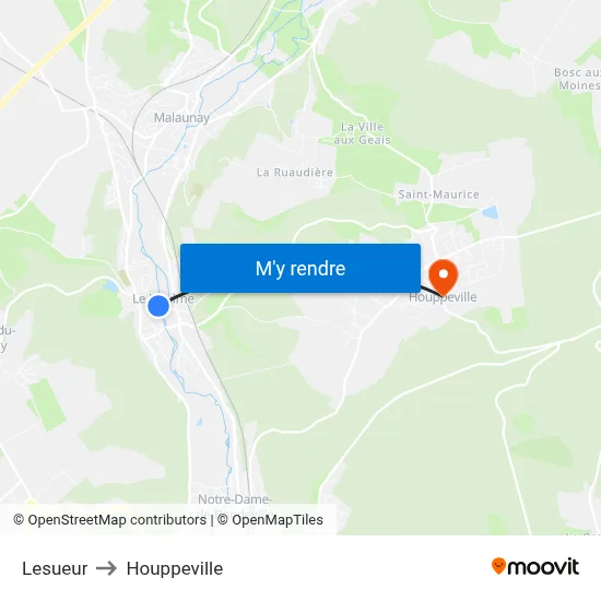 Lesueur to Houppeville map