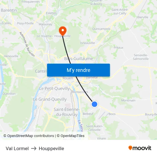 Val Lormel to Houppeville map