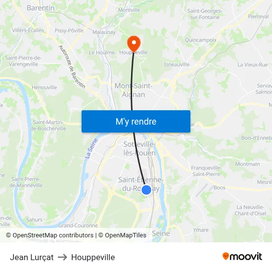 Jean Lurçat to Houppeville map