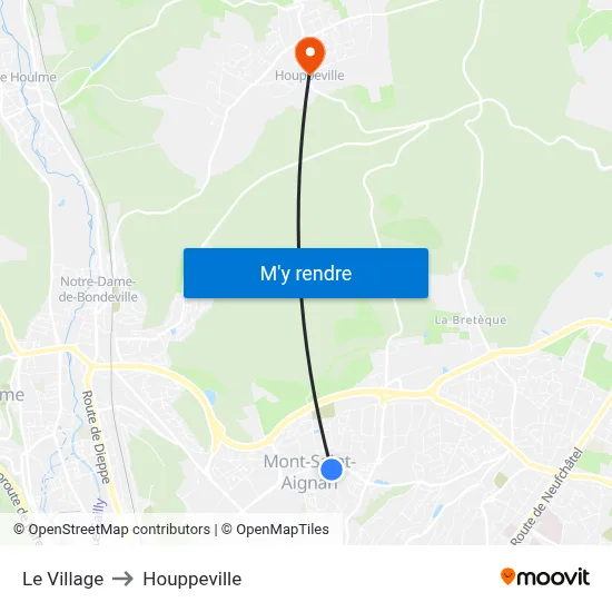 Le Village to Houppeville map
