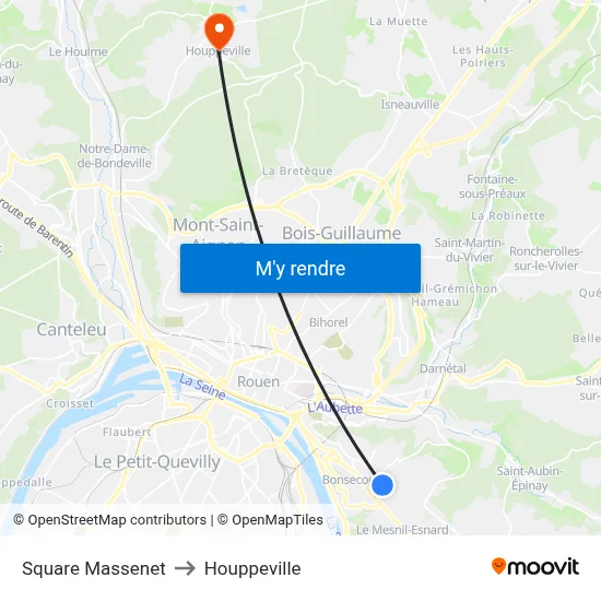 Square Massenet to Houppeville map