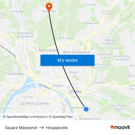 Square Massenet to Houppeville map