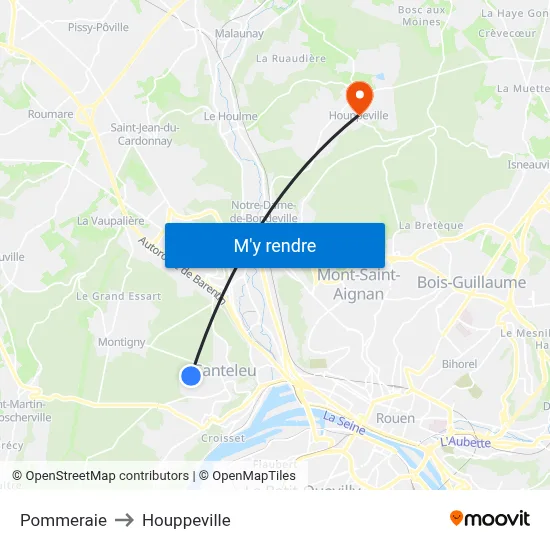 Pommeraie to Houppeville map