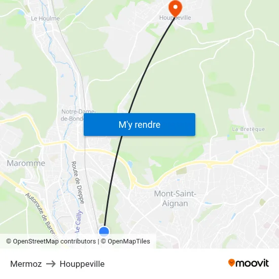 Mermoz to Houppeville map