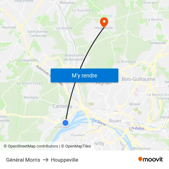 Général Morris to Houppeville map