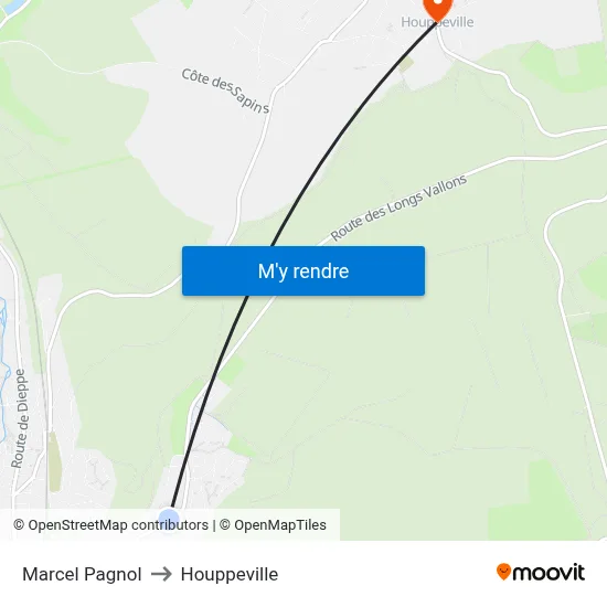 Marcel Pagnol to Houppeville map