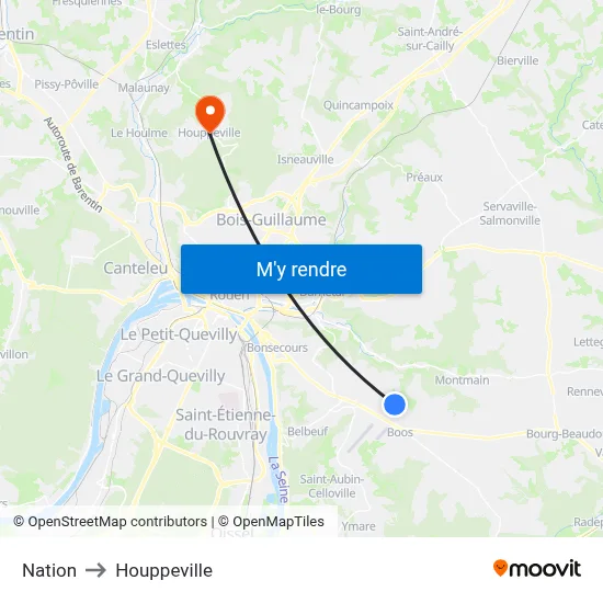 Nation to Houppeville map
