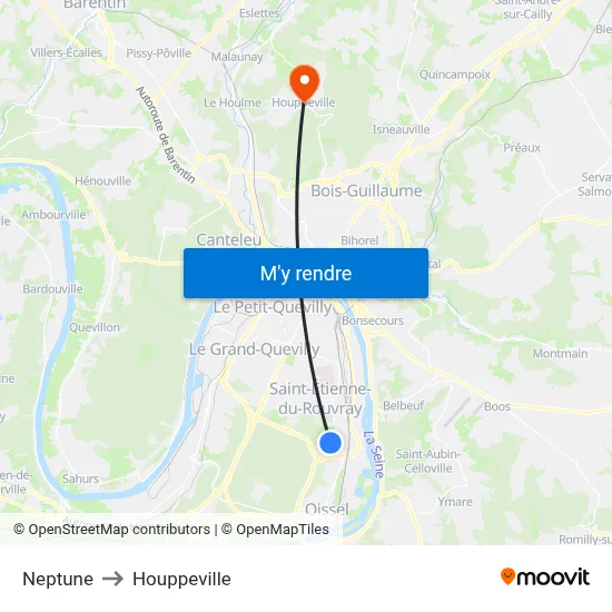 Neptune to Houppeville map