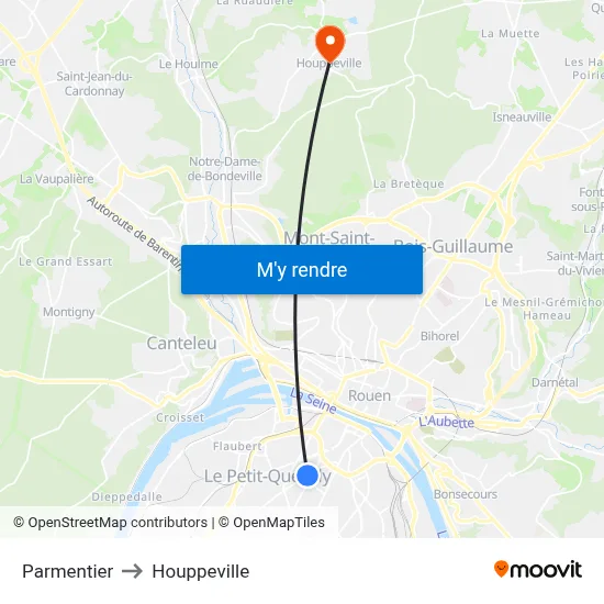 Parmentier to Houppeville map