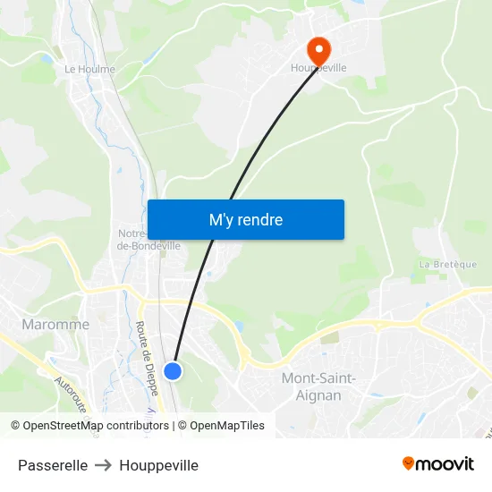 Passerelle to Houppeville map