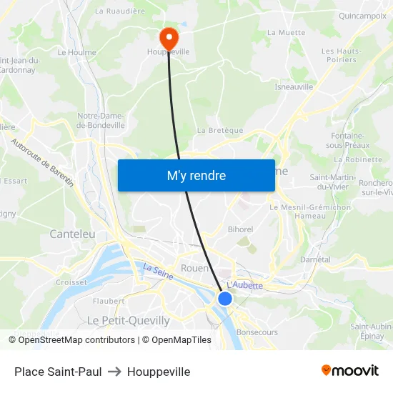 Place Saint-Paul to Houppeville map
