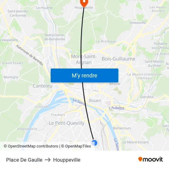 Place De Gaulle to Houppeville map