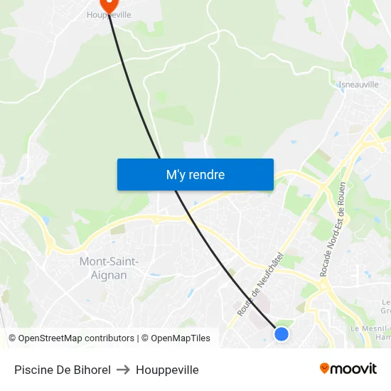 Piscine De Bihorel to Houppeville map