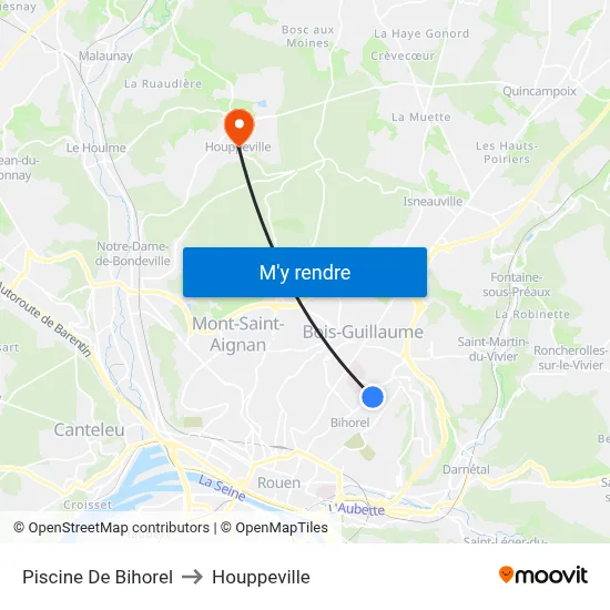 Piscine De Bihorel to Houppeville map