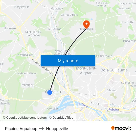 Piscine Aqualoup to Houppeville map